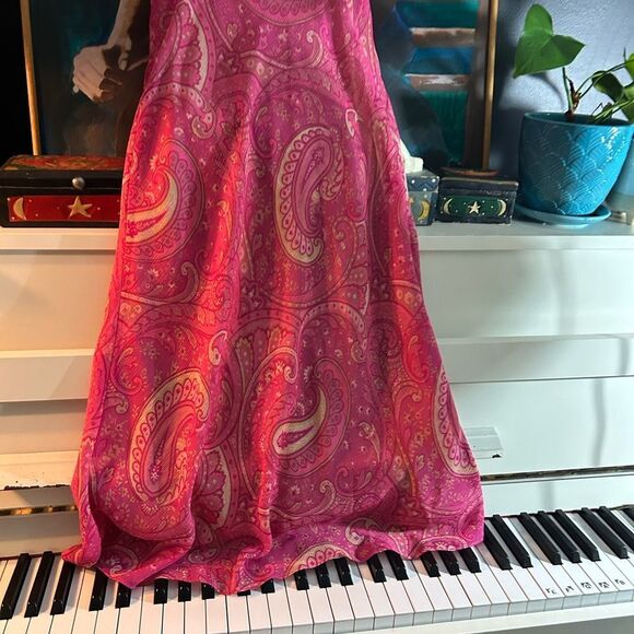 Jacob Pink Y2K Paisley Midi Dress 9/10 - Picture 7 of 16